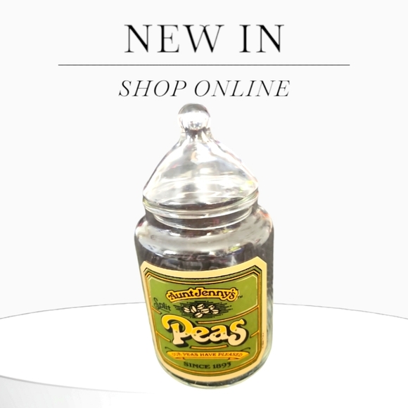 Aunt Jenny's Split Peas Glass Jar - Vintage Style - New - Picture 1 of 4